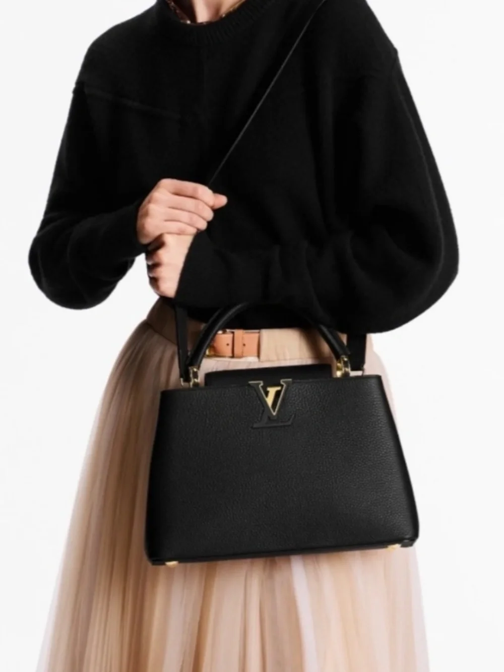 Louis Vuitton Capucines MM in Black Taurillon Leather and Gold Hardware